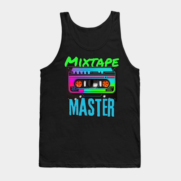 Mixtape Master 80s Retro Neon Cassette Tape Tank Top by Lavender Celeste